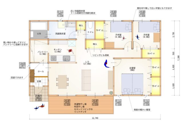 平屋 南入り 27.5坪 通り抜けパントリー